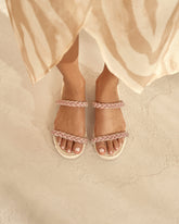 Crystal Embellished and Jute<br /> Two Bands Sandals - All | 