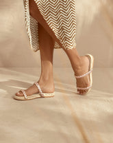 Leather and Jute<br />Two Bands Sandals - New Arrivals | 