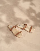 Leather and Jute<br />Two Bands Sandals - Women’s Sandals | 